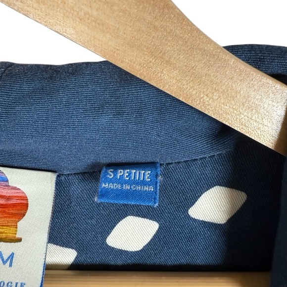 Farm Rio Anthropologie Long-Sleeve Blazer Mini Dress in Ivory/Blue Size SP - Picture 11 of 15